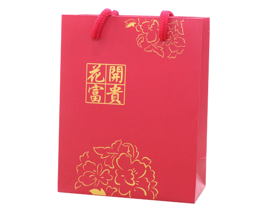 喜氣紅色牡丹紙袋-新年慶祝必備