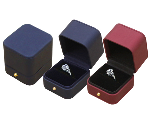 客製化LOGO時尚風潮紅藍色PU皮革戒指盒