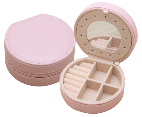 粉色圓形飾品收納盒