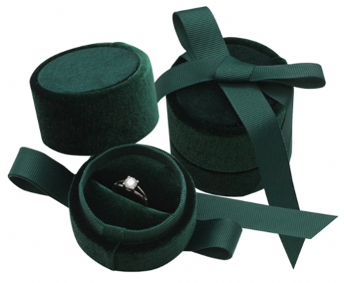 圓形戒指絨盒-墨綠